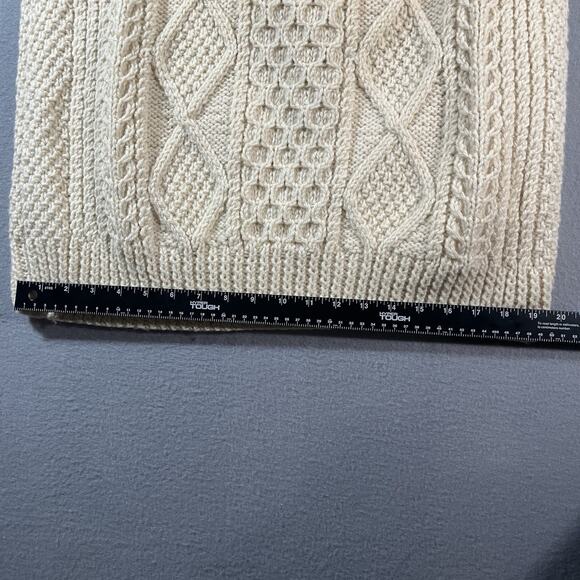 Glen Eany Genuine Donegal Knit 100% Wool Sweater Ireland Long‎ Sleeve Ivory L - Picture 8 of 10